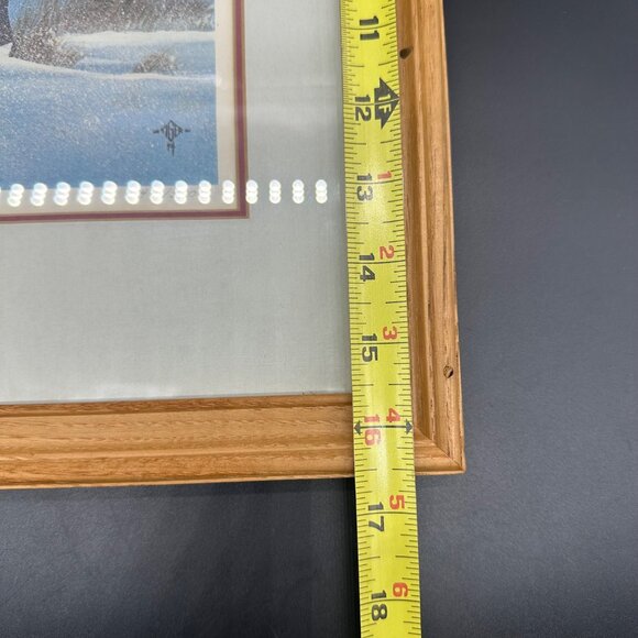 Vintage Johnny Tiger Jr Signed Sky Fox Print Framed 1974 Winter Scene 1476/3000 - Picture 9 of 10